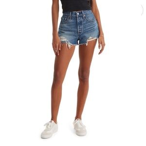 Levi's Distressed 501 Original Button-Fly Jean Shorts Size 29